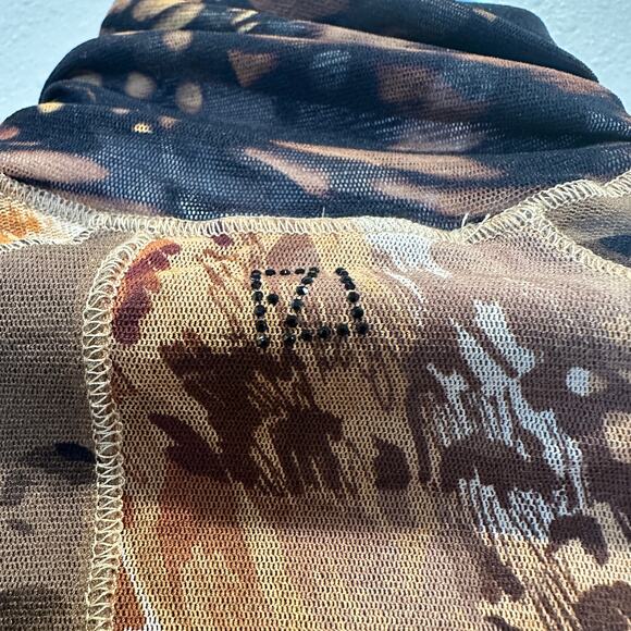 Fuzzi Patchwork Mesh Midi Dress SMALL Slinky Bodycon Designer Mockneck $700 - Picture 12 of 14